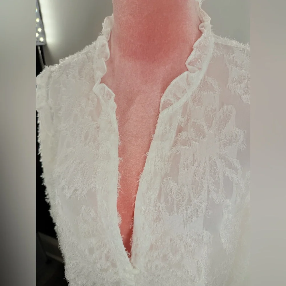 EUC SHEIN Fuzzy Bishop Sleeve Blouse